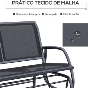 Baloiço de 2 Lugares Cadeira de Balanço de Jardim Tubo de Metal e Teci