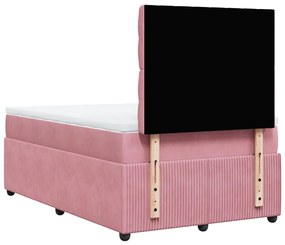 Cama boxspring com colchão 120x200 cm veludo rosa