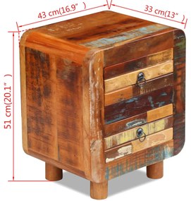 Mesa de cabeceira 43x33x51 cm madeira reciclada maciça