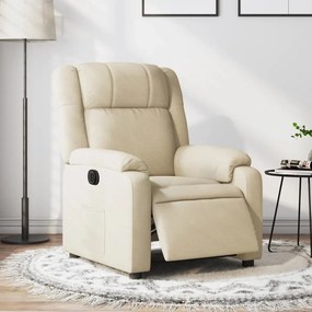 vidaXL Poltrona reclinável elétrica tecido cor creme