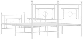 Estrutura de cama com cabeceira e pés 150x200 cm metal branco