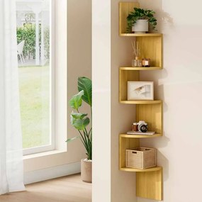 Prateleira de parede com 5 níveis para livros 20 x 20 x 126 cm em cor de carvalho natural