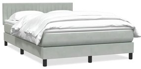 vidaXL Cama com molas/colchão 140x210 cm veludo cinzento-claro