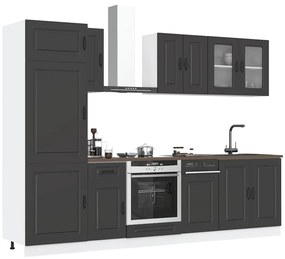 vidaXL 8 peças armário de cozinha conjunto Kalmar preto