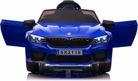 Carro elétrico para crianças até aos 5 anos BMW M5, 24V, Pneus Borracha, Bateria lítio, Controle remoto Azul
