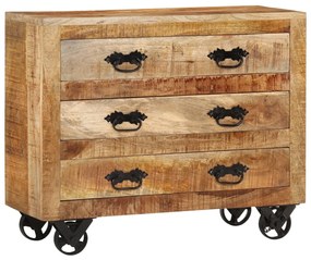 vidaXL Aparador c/ 3 gavetas 80x30x65 madeira mangueira maciça áspera