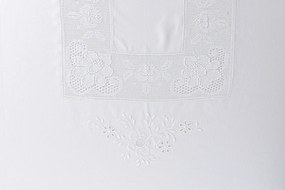 180x350 cm - Toalha de mesa de linho bordada C/ crochê a mão