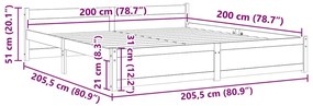 Estrutura de cama 200x200 cm madeira maciça branco