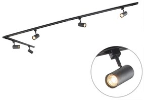 LED Sistema de calhas inteligente monofásico 5 focos incl. 5 GU10 preto - Jeana Moderno