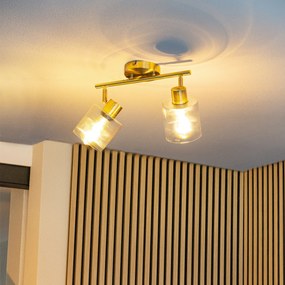 Foco de teto dourado com vidro 2 luzes ajustável - Laura Art Deco