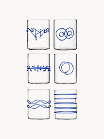 Copos em borosilicato artesanais Deco' Blu, conjunto de 6