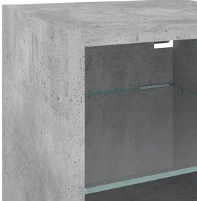 Móvel de parede p/ TV c/ luzes LED 30x28,5x30 cm cinza cimento