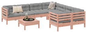 vidaXL 9 pcs conj. sofás jardim c/ almofadões madeira abeto-de-douglas