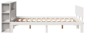 Cama com estante sem colchão 120x200 cm pinho maciço branco