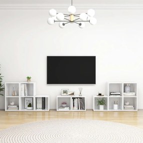 vidaXL 8 pcs conjunto móveis de TV derivados madeira branco brilhante