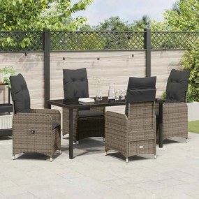 Conjunto de Jantar para Jardim 5 Peças com Almofadas em Rattan Sintéti