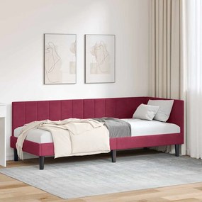 vidaXL Estrutura de Cama de Canto Vinho Vermelho 80 cm x 200 cm Veludo
