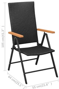 9 pcs conjunto de jantar para jardim preto e castanho