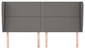 Cabeceira cama c/ abas couro artif. 203x23x118/128 cm cinzento