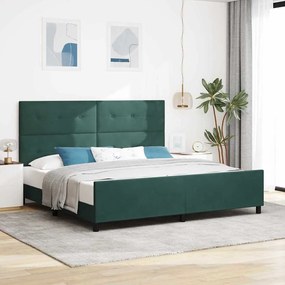 vidaXL Cama Box com cabeceira Verde Escuro 200 x 200 cm Veludo