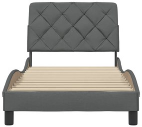Estrutura de cama sem colchão 90x190 cm tecido cinzento-escuro