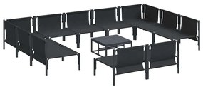 Conjunto de Sofá de Jardim 12 pcs Cinzento-escuro Aço