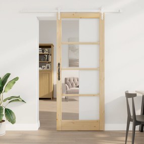 Conjunto de Porta Deslizante vidaXL com Hardware 86x211 cm Madeira Sól
