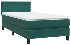 Cama com molas/colchão verde-escuro 80x210 cm veludo