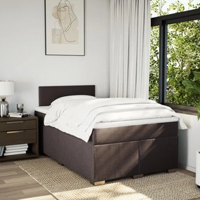 Cama boxspring com colchão 120x190 cm tecido castanho-escuro