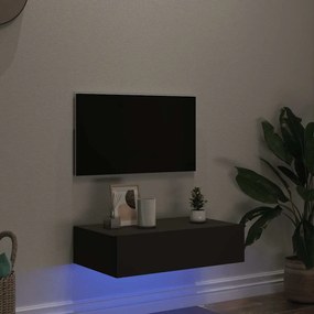 Móvel de TV com luzes LED 60x35x15,5 cm cinzento