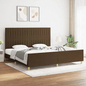 vidaXL Estrutura de cama sem colchão 200x200 cm tecido castanho-escuro