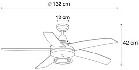 Ventilador de teto preto 132cm incl. LED com controle remoto - Cool Anello Moderno