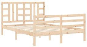 Estrutura de cama com cabeceira 140x190 cm madeira maciça