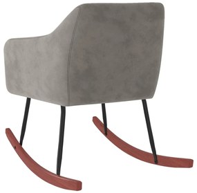 Cadeira de baloiço veludo cinzento-claro