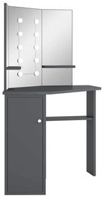 Toucador de canto com LED 111x54x141,5 cm cinzento