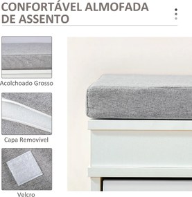 Banco Sapateiro com Armazenamento para 8 Pares de Sapatos com 2 Gavetas Prateleiras Ajustáveis e Almofada Acolchoada para Entrada Corredor 104x24x55cm