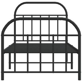Estrutura de cama com cabeceira e pés 90x190 cm metal preto