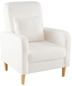 Poltrona de relaxamento simples com forro polar Sherpa e enchimento espesso de esponja 68 x 76 x 92 cm com apoios para os braços e pés Branca