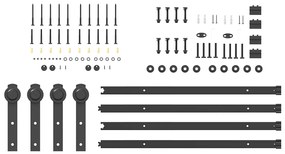 Kit de ferragens para porta deslizante 183 cm aço preto