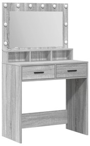 Mesa de Maquiagem vidaXL com Luzes LED Cinza Sonoma 79x41x135 cm