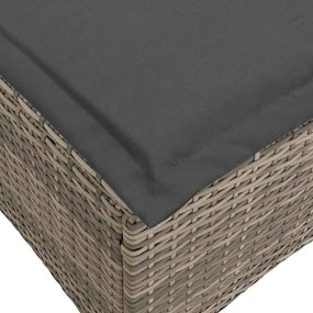Sofá de jardim reclinável em forma de L com almofadões vime PE