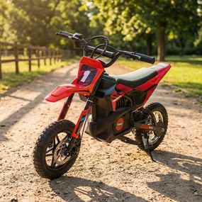 Moto elétrica infantil 24 volts e 250 watts com motor cruzado Vermelho/Preto