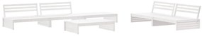 6pcs conjunto lounge jardim c/ almofadões madeira maciça branco