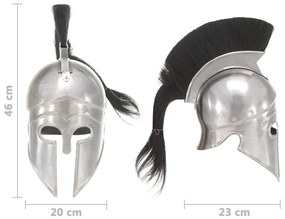 Capacete de soldado grego réplica LARP aço prateado