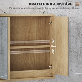 Armário de Casa de Banho com Espelho Móvel Suspenso de Casa de Banho com Prateleira Interior Ajustável 48x14,5x45 cm Madeira