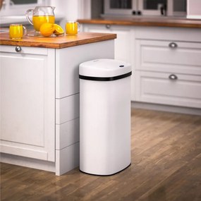 Caixote do lixo com sensor em aço inoxidável 50L branco