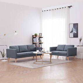 Conjunto de sofás de 2 lugares e 3 lugares tecido cinza escuro