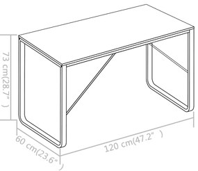 Secretária de computador 120x60x73 cm preto e carvalho