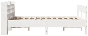 Cama sem colchão 140x190 cm madeira de pinho maciça branco