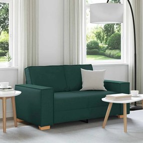 vidaXL Sofá de 2 lugares verde escuro 120 cm tecido
